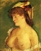Blonde Woman with Naked Breasts